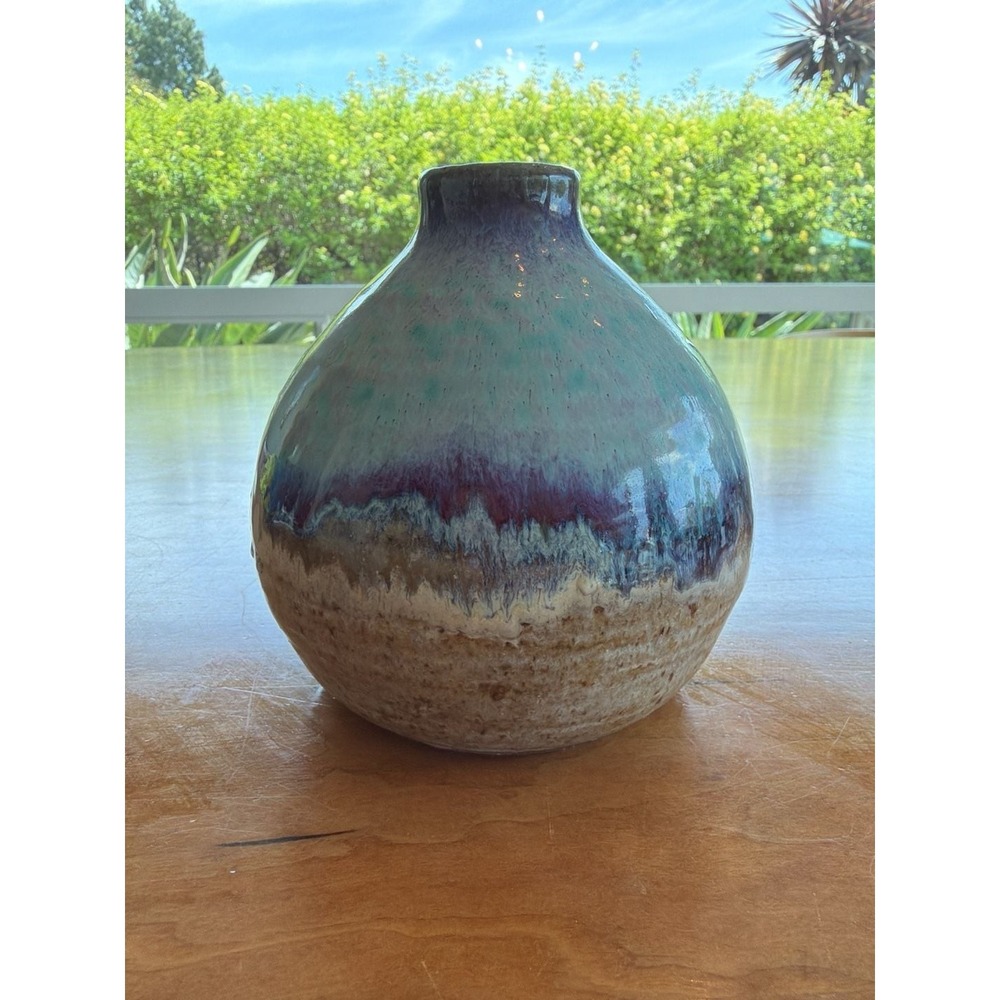 Fabrile Studios Big Bear CA Hand-Thrown Art Pottery Round Vase 6"